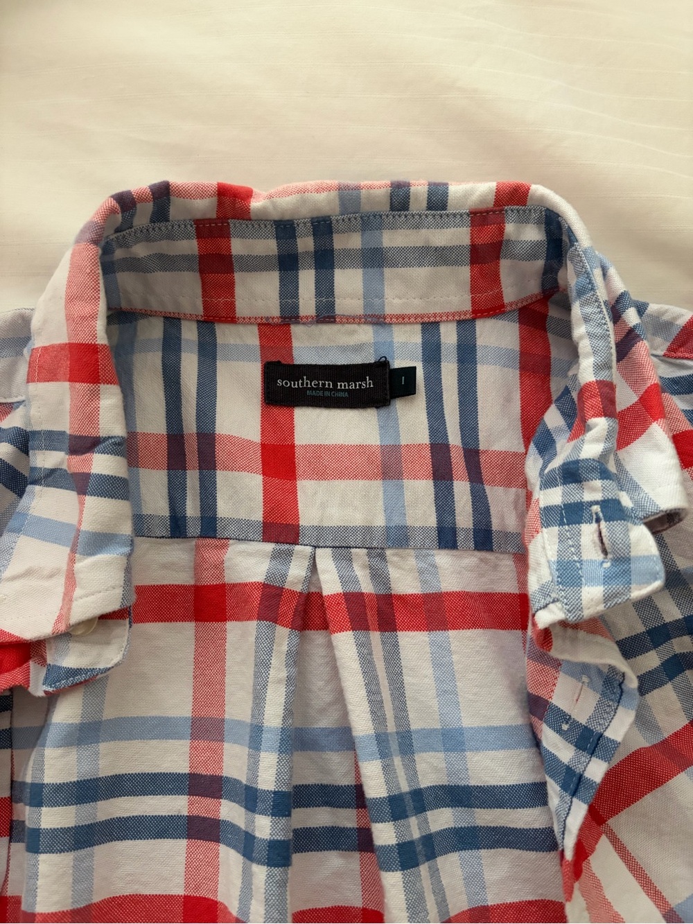 Southern Marsh Men's Red, Blue & White Plaid Button-Down Shirt